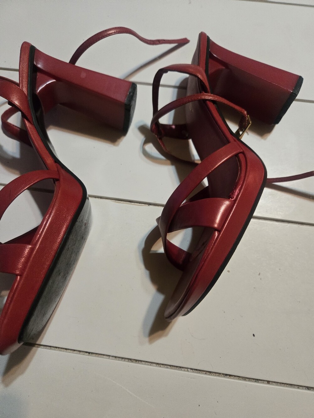 Vintage New West Red Strappy Slingback Heeled Sandals - Picture 3 of 5